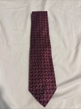 Charvet Men's Burgundy Patterned Silk Tie